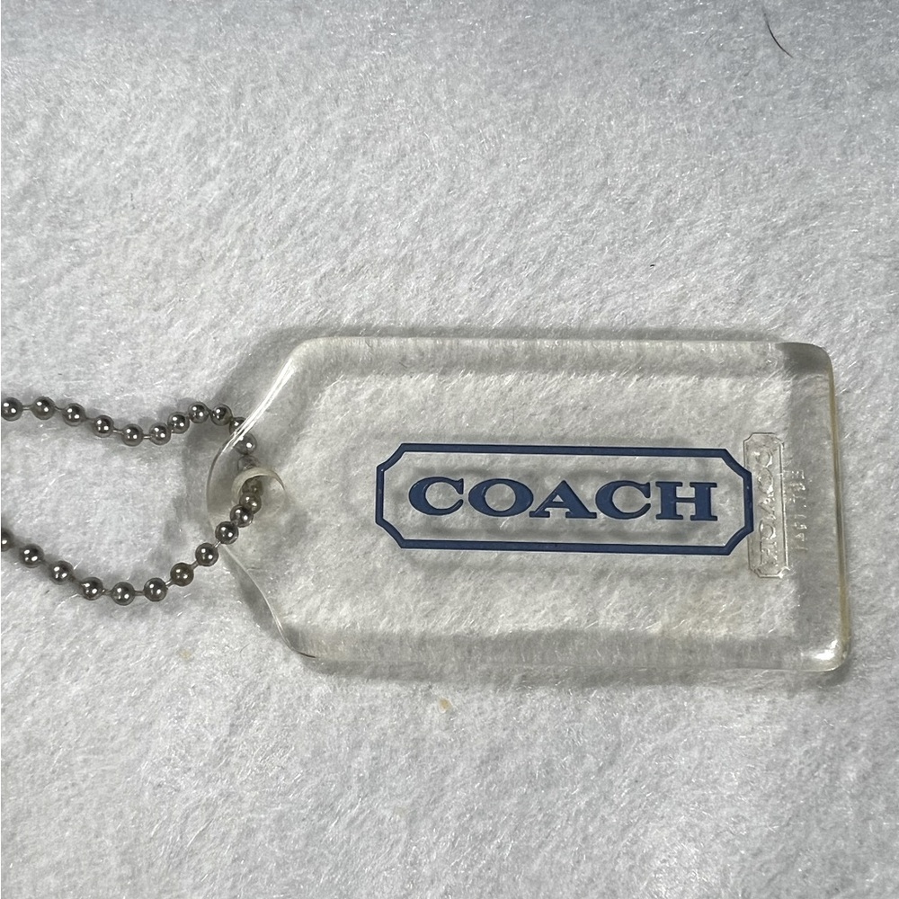 COACH Large Clear Plastic And Blue, 2.5” Purse Bag Charm.
